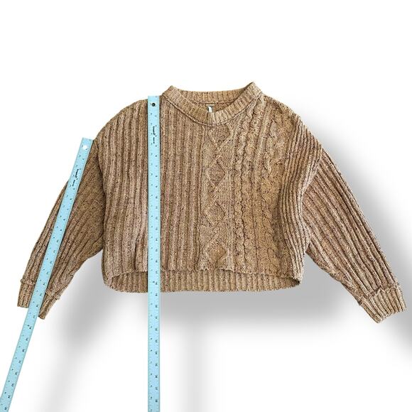 Free People On Your Side Cable Knit Sweater Womens Size XS Brown Boho Comfy - Picture 3 of 7